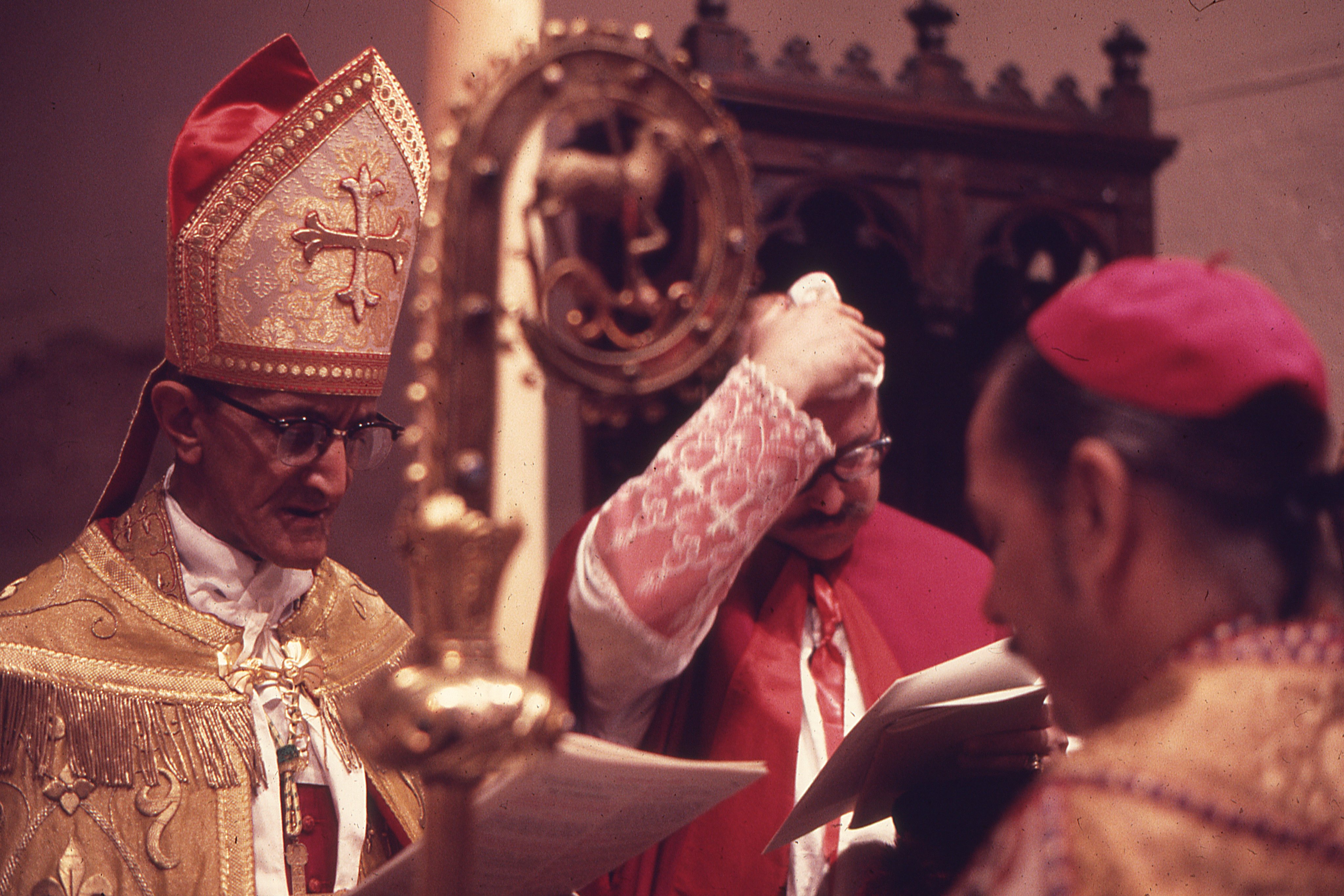 Archbishop Richard Arthur Marchenna consecrates Robert Mary Clement on Sunday, October 6, 1974, at the Metropolitan-Duane United Methodist Church, New York City.
