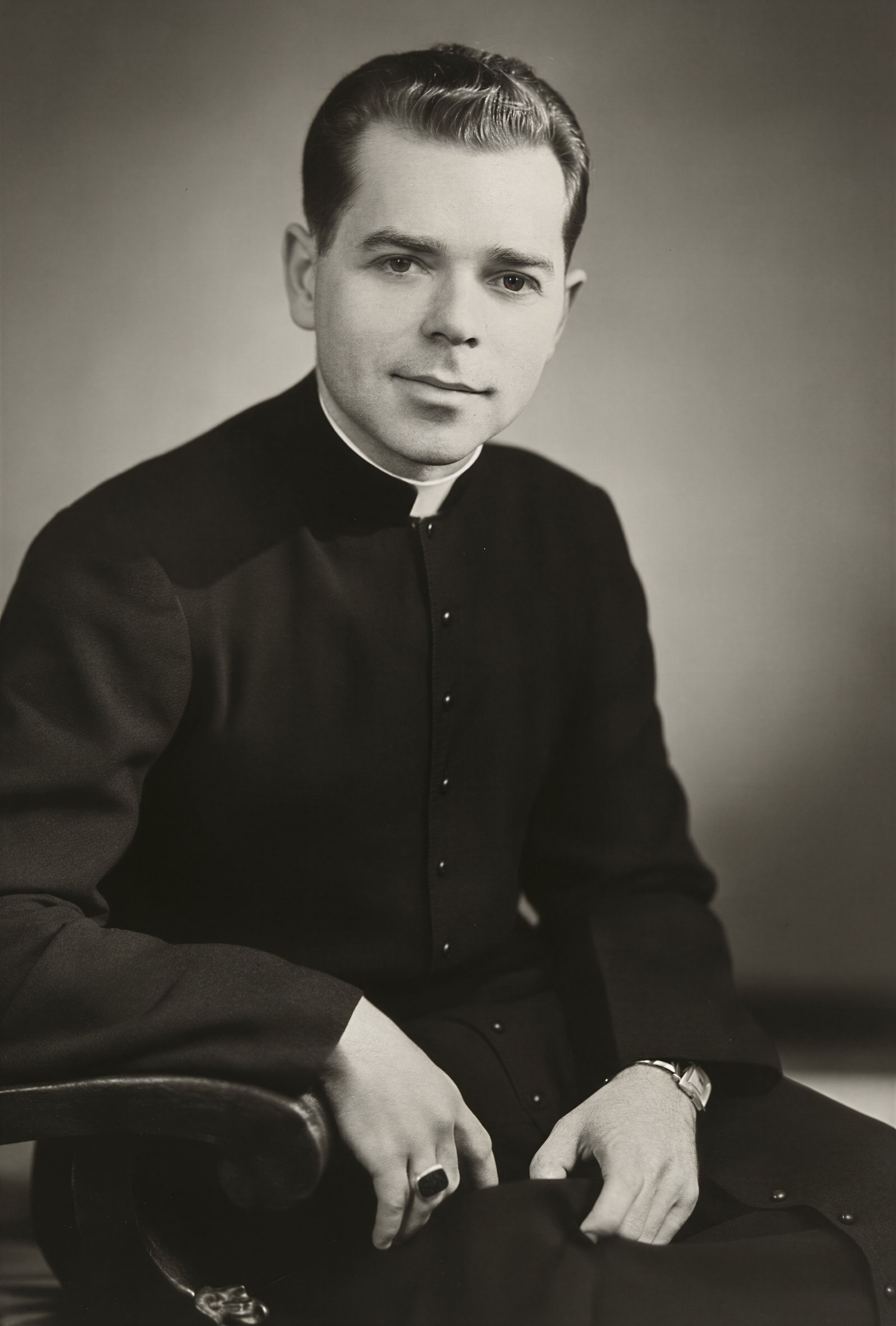 This restored portrait depicts the Rev. George Augustine Hyde shortly after the founding of the Eucharistic Catholic Church in Atlanta, Georgia, in 1946. Founded by Hyde, the church was the first documented Christian church in the United States to openly welcome homosexual men and women into its sacramental life without requiring celibacy or concealment. Hyde's pioneering ministry profoundly influenced the development of LGBTQ-affirming sacramental Christianity and laid the ecclesial foundation upon which later communities, including the Church of the Beloved Disciple, were built.